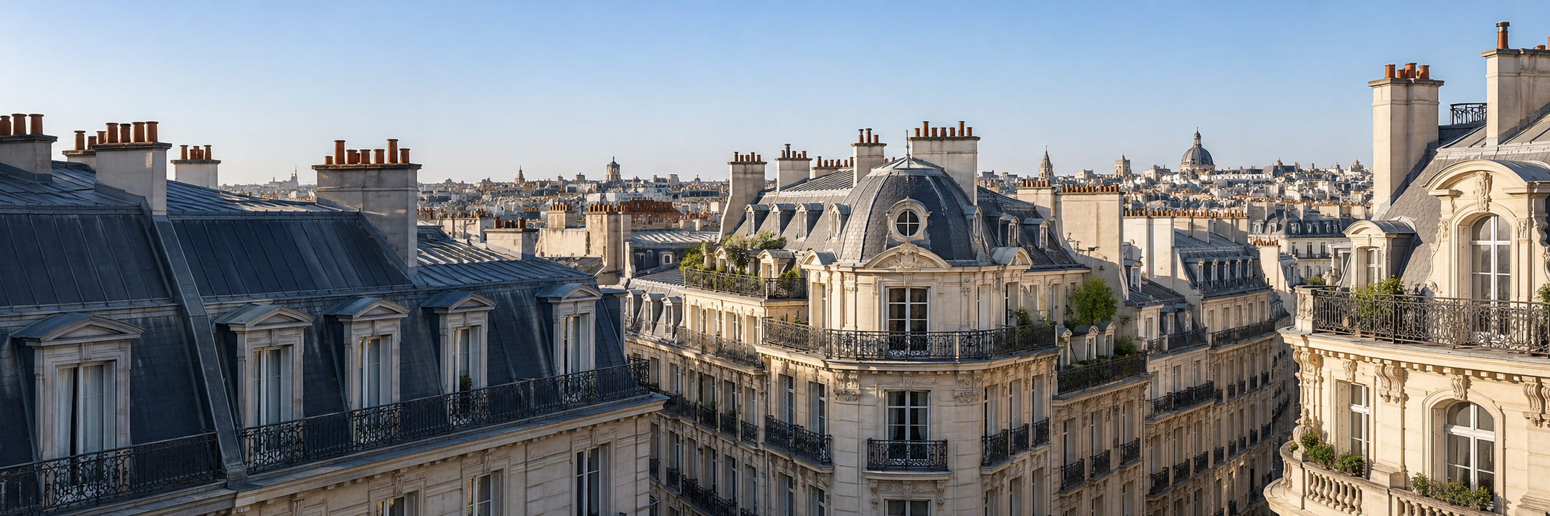 Vue illustrative des toits et façades de Paris en lumière douce